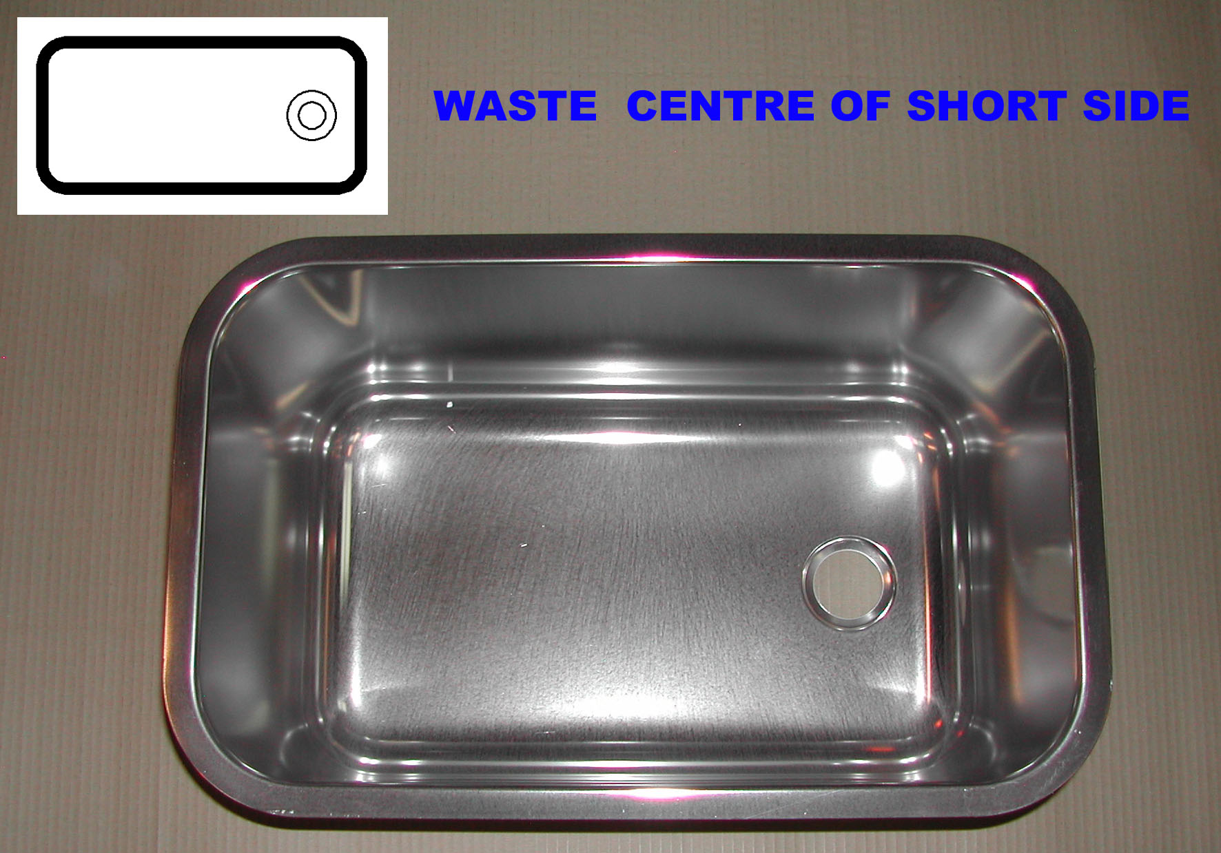 Oblong Sink 500 x 300 x 300mm deep ( Waste Hole In The Centre Of